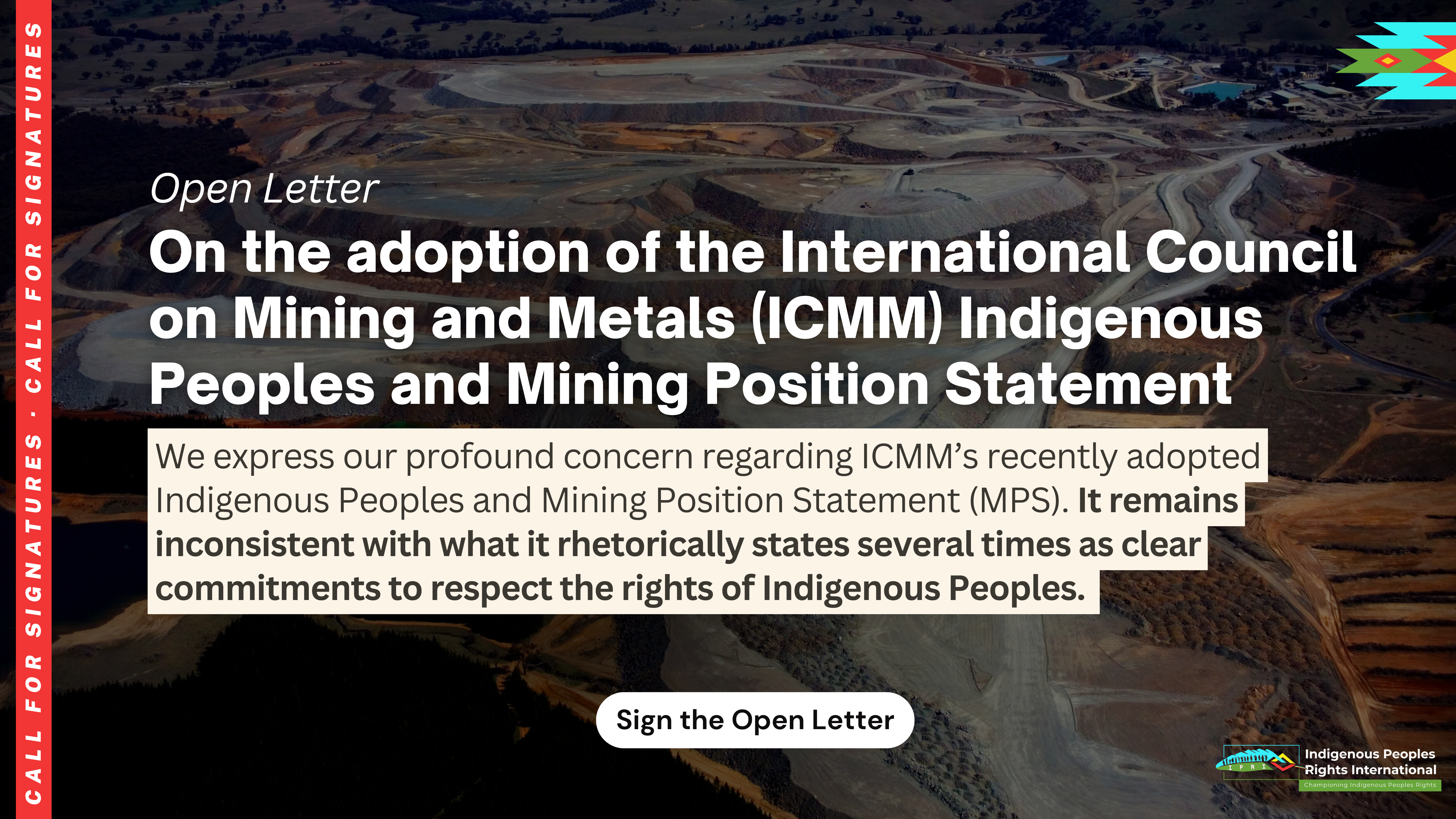 Open Letter on the adoption of the International Council on Mining and Metals (ICMM) Indigenous Peoples and Mining Position Statement