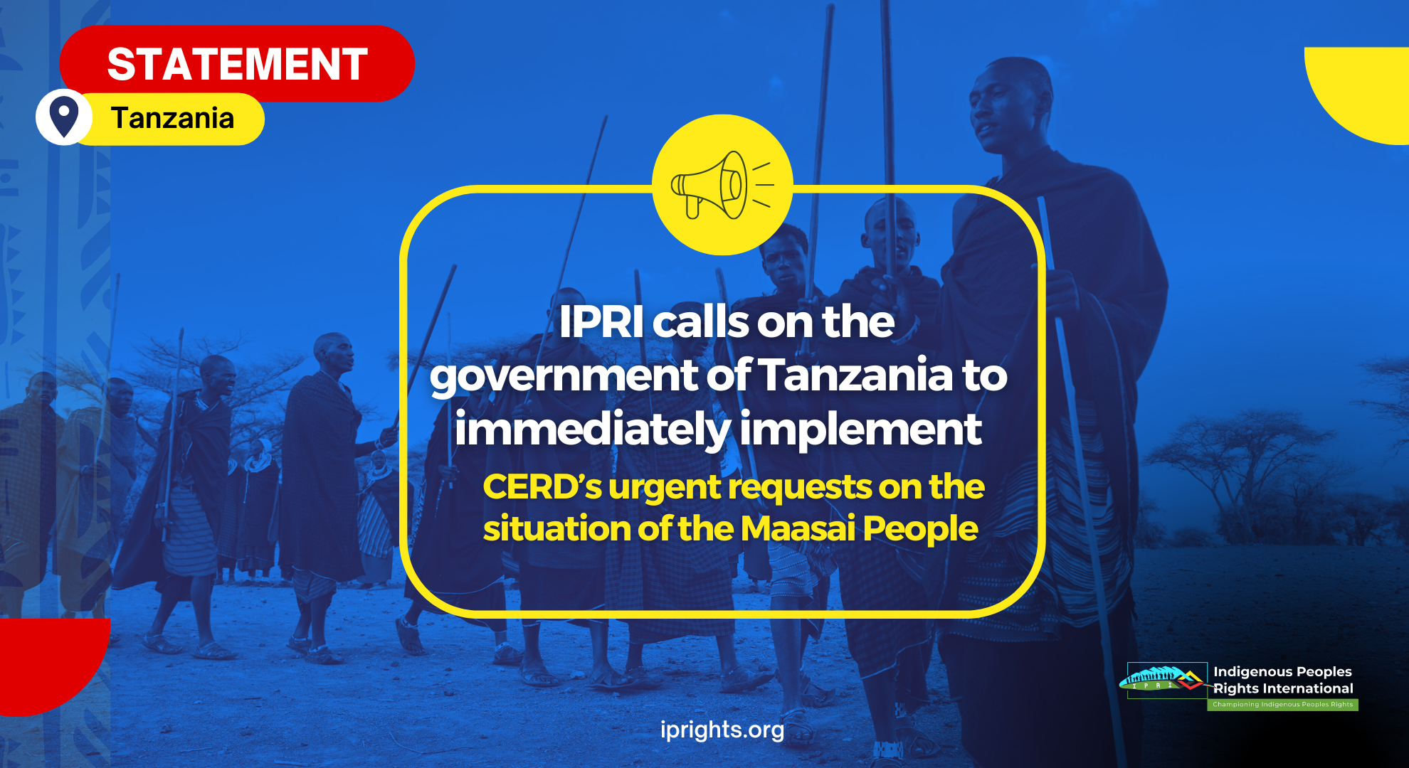 IPRI calls on the government of Tanzania to immediately implement CERD’s urgent requests  on the situation of the Maasai People
