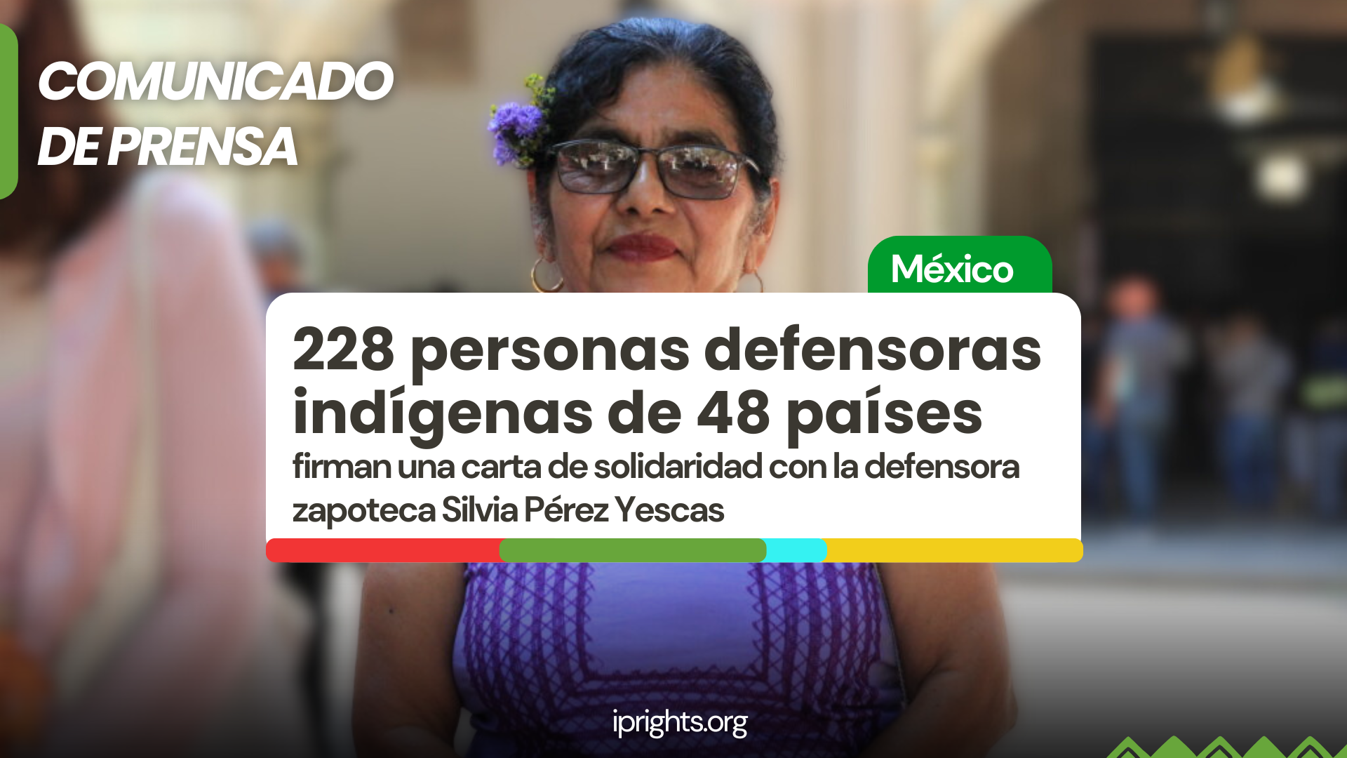 COMUNICADO DE PRENSA || 228 personas defensoras indígenas de 48 países firman una carta de solidaridad con la defensora zapoteca Silvia Pérez Yescas