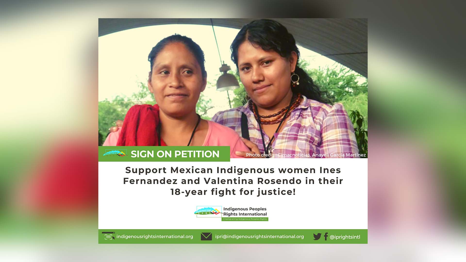 Sign the Petition: Support Mexican Indigenous women Ines Fernandez and Valentina Rosendo in their 18-year fight for justice!