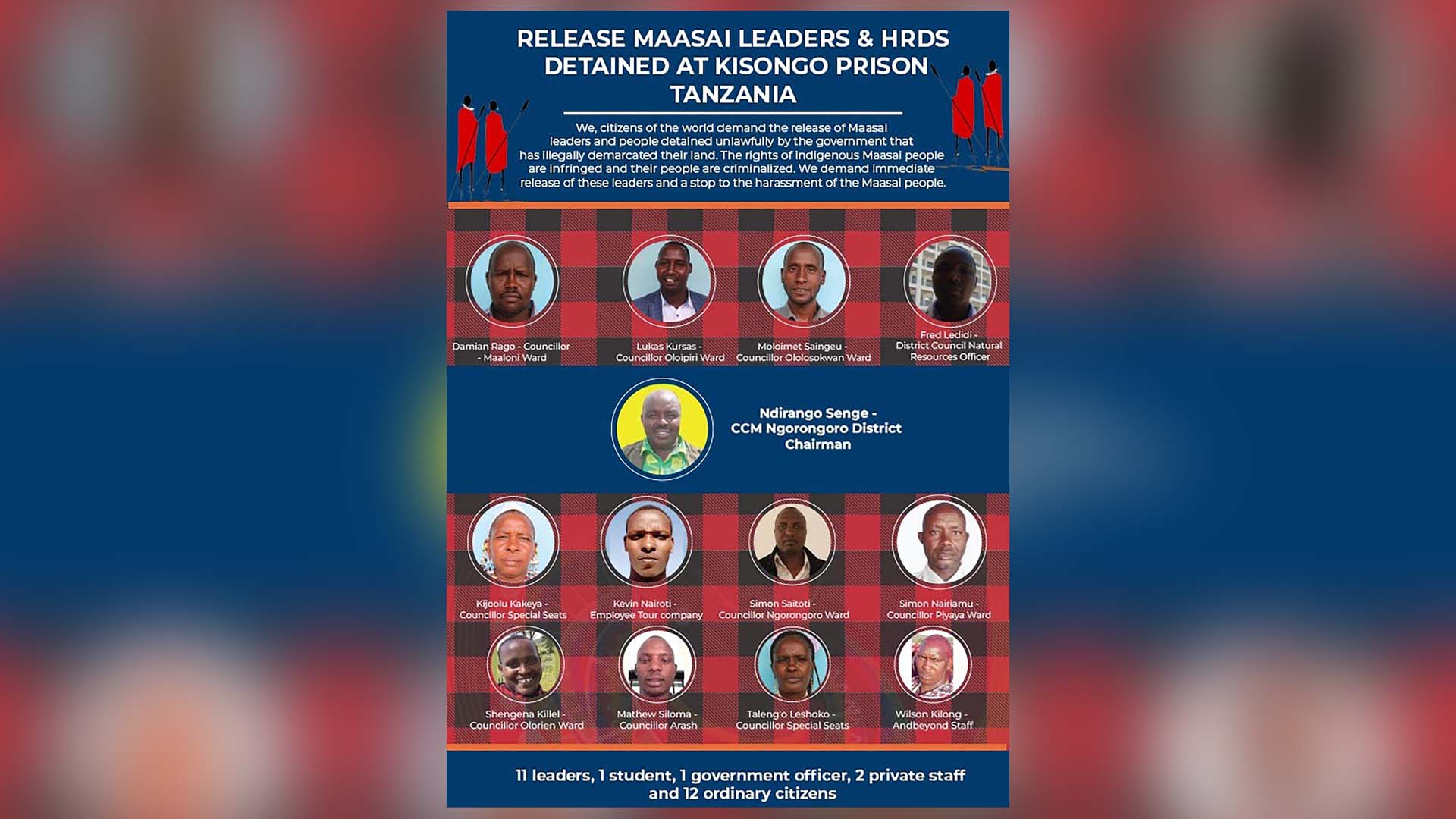 Tanzania Stop further attacks! Free the Maasai leaders and human rights defenders accused under severe trumped-up charges